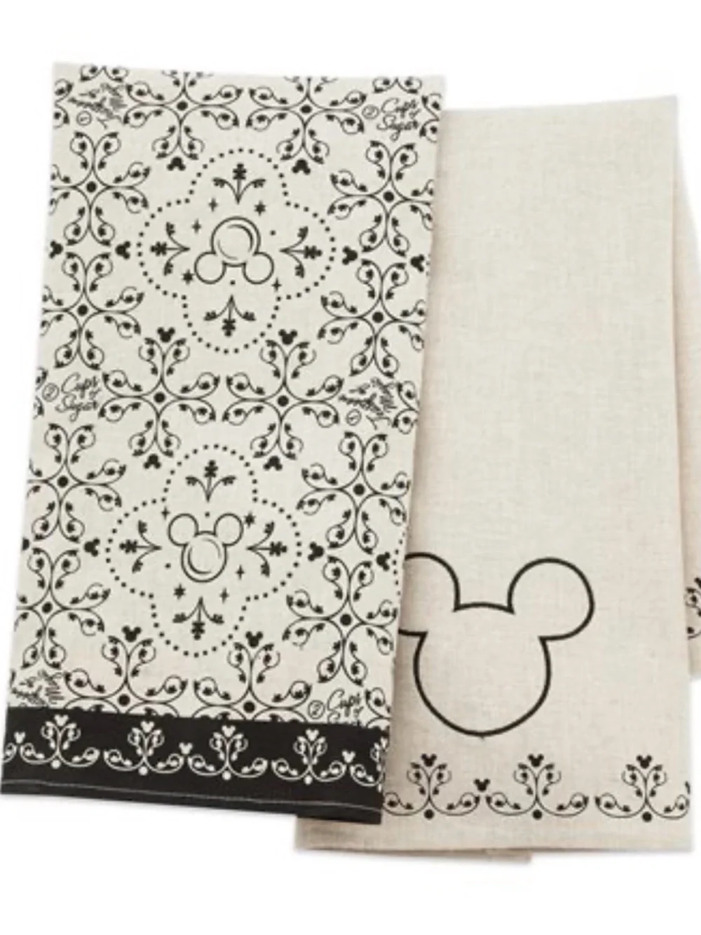NWT Disney Parks Mickey Mouse Filigree Kitchen Towel Set  (2 Packs/ 4 total)